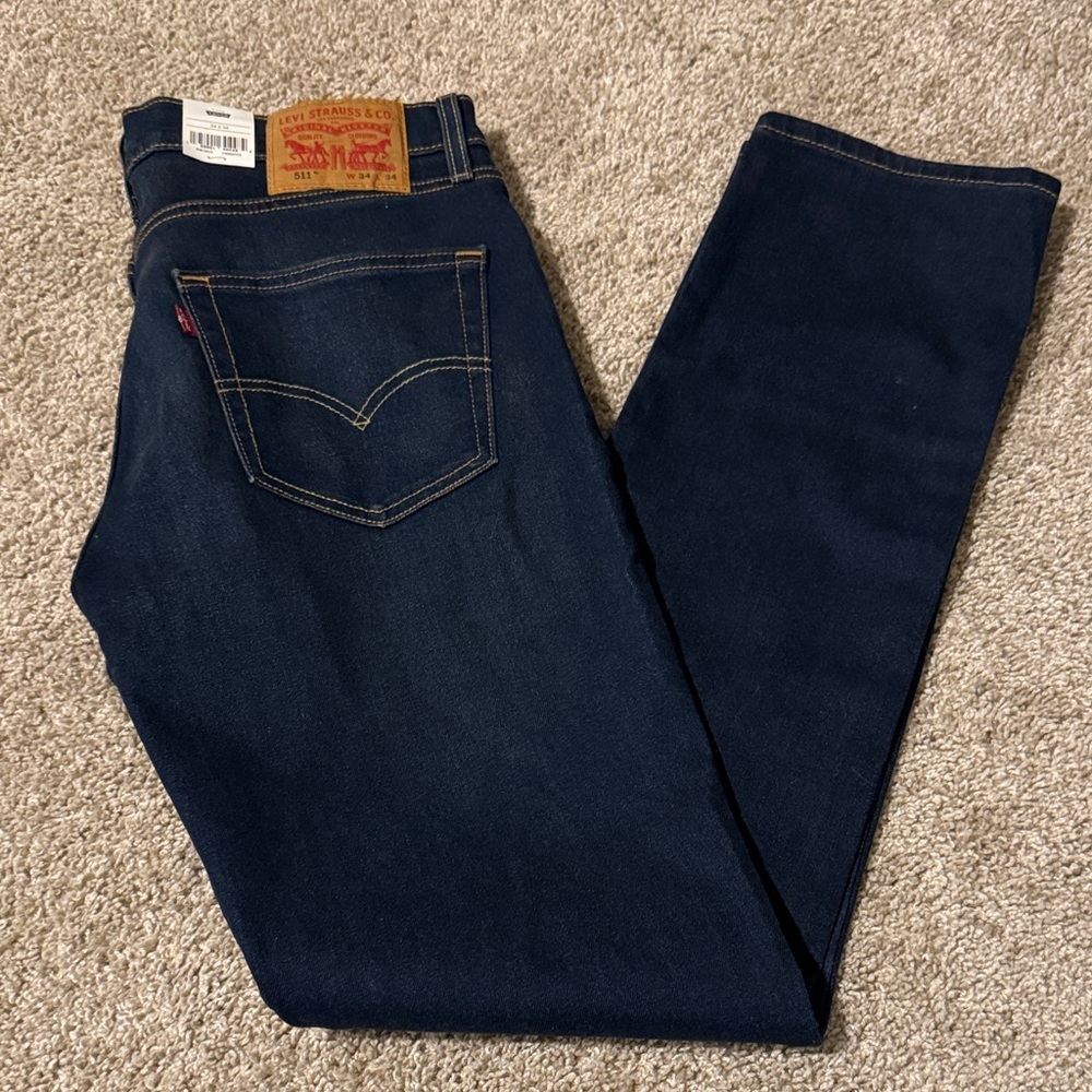 New 511 Slim Levi's Men's Deep Indigo Jeans All Seasons Tech 34 x 34